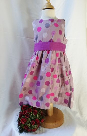 robe été 3 ans rose mauve à pois