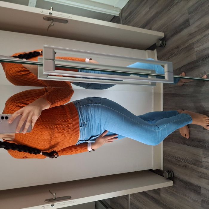 Pull en maille torsadée orange foncé - Manches longues - Taille S - Ovs - photo numéro 4