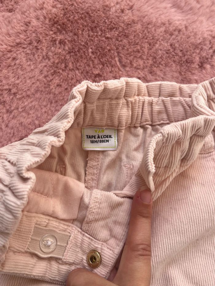 Pantalon velours rose pale 18 mois - photo numéro 4