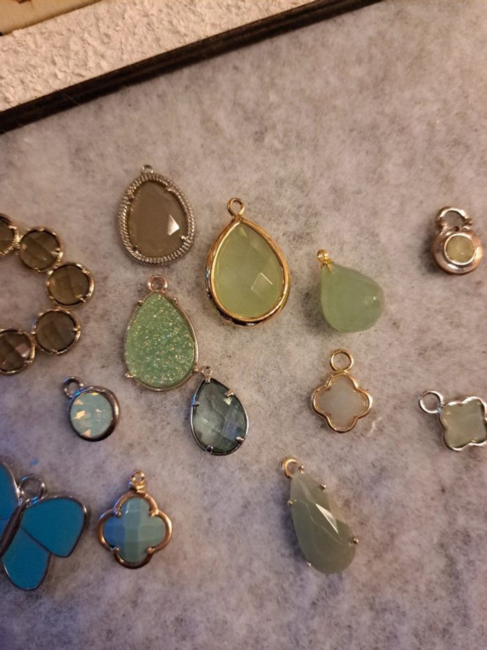 Lot de pendentif vert bleu doré et argenté - photo numéro 7