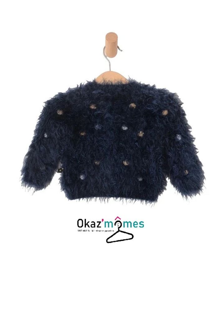 Gilet chaud bleu marine à pois dorés et blancs - IKKS 12 mois (74cm) - photo numéro 3