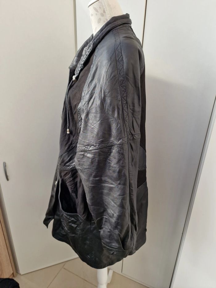 Veste Vintage Cuir Noir - photo numéro 6