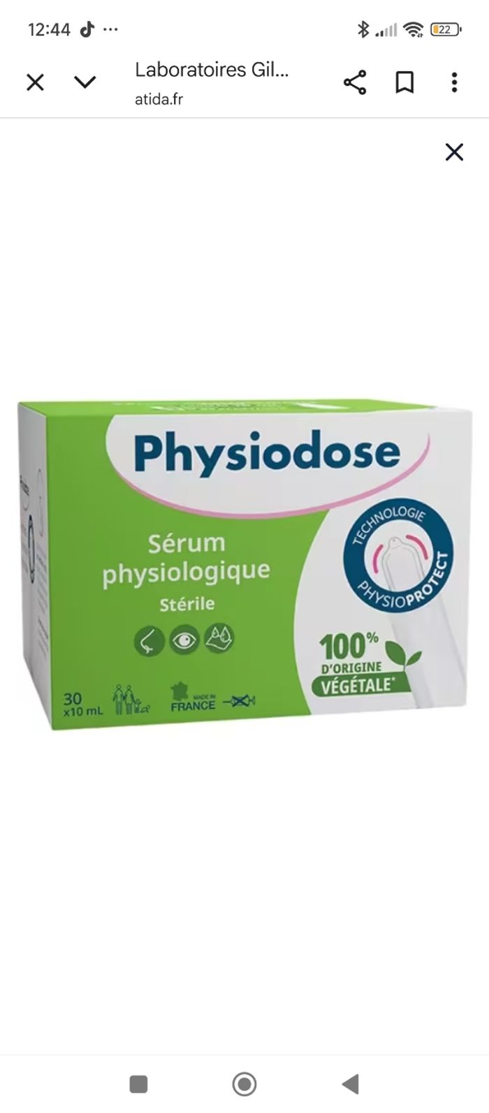 Sérum physiologique.