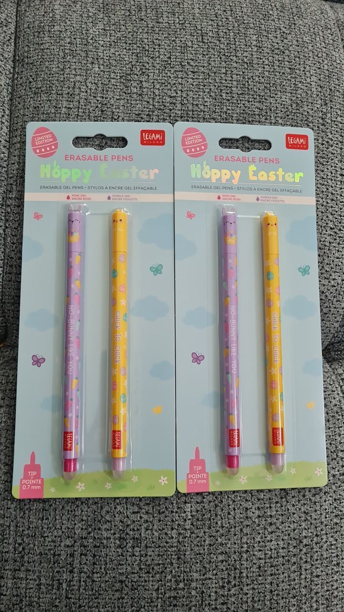 Legami Pâques 2025 Poussin et Lapin 🐥🐰2 Sets de 2 Stylos Effaçables Neufs - photo numéro 1