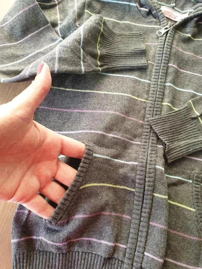 Gilet zippé à capuche 10 ans rayé NKY - photo numéro 2