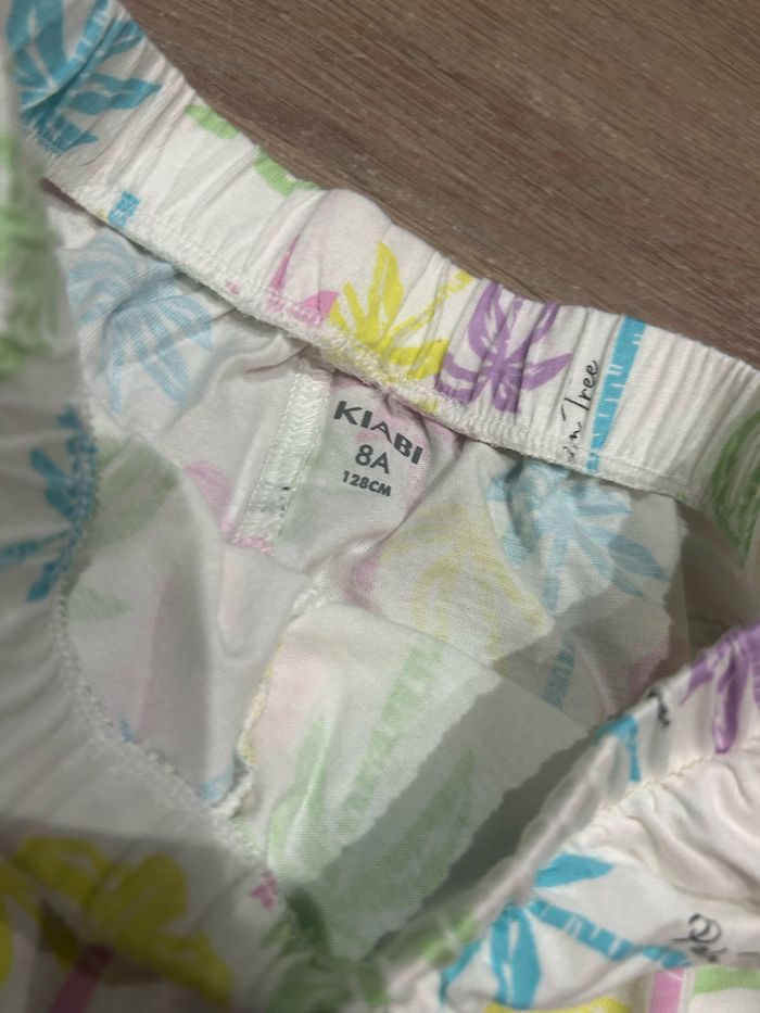 Shorts léger été blanc motif palmiers couleurs 8 ans - photo numéro 2