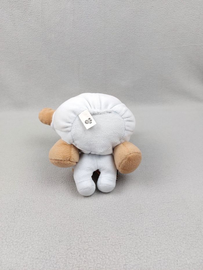 Doudou peluche ours boule et son bébé TUC TUC 23 cm marron bleu nœud rayé - photo numéro 4