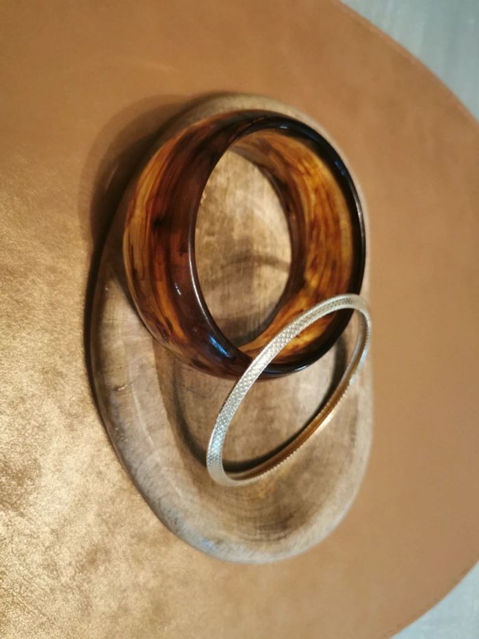 2 bracelets tendance marron et doré - photo numéro 3