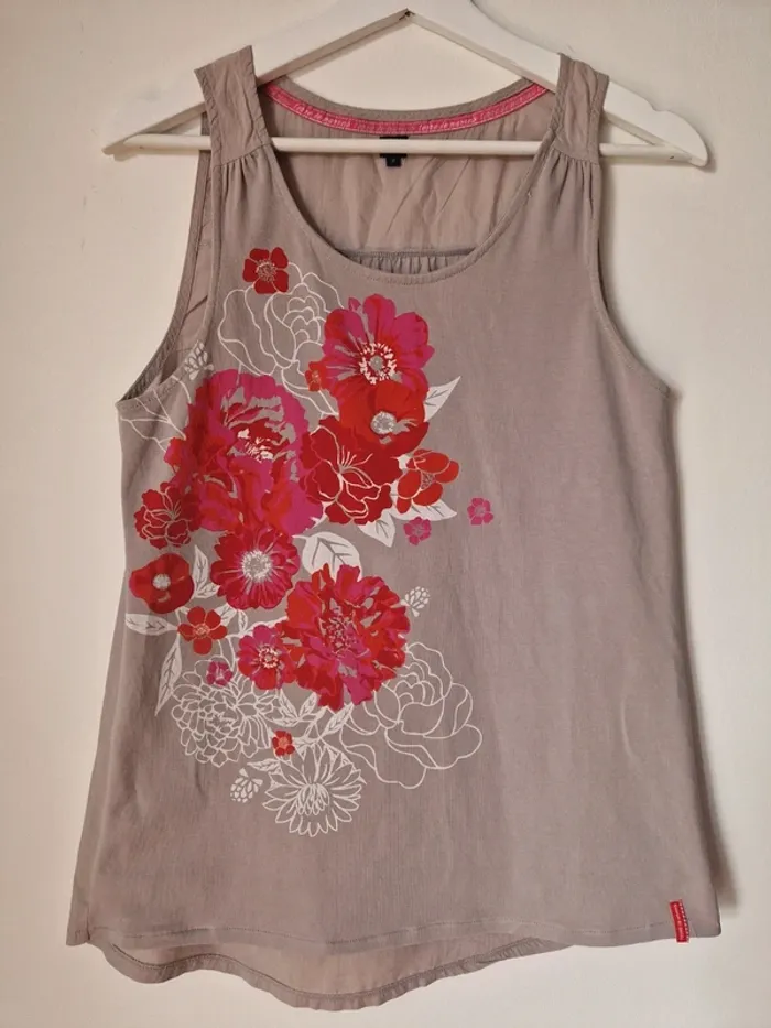 Top gris fleuri, taille 2, Terre de Marins