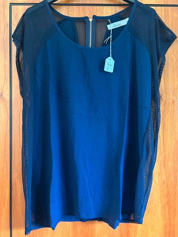 Blouse marine sans manches 40 Carminn