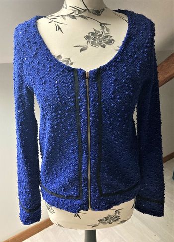 Veste chic bleu roi à sequins Cache-cache taille 38/40