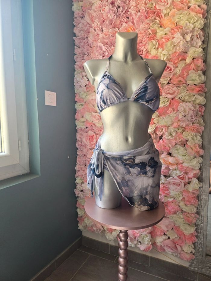 Maillot bikini 3 pièces pareo taille M - photo numéro 2