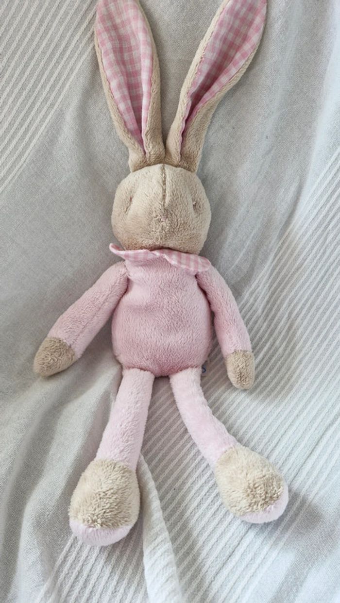 Lapin klorane  oreilles carreaux rose