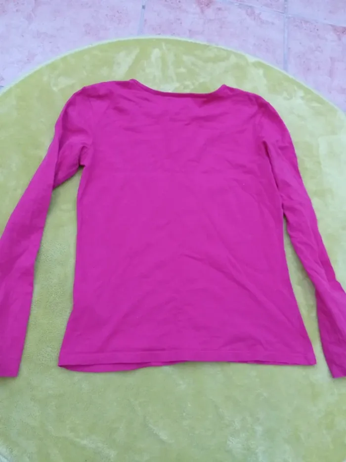 Tee-shirt ML rose framboise taille 12 ans DPAM - photo numéro 3