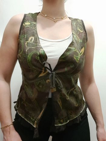 Gilet de costume / veste sans manches motif feuillage noeud sur le devant VOODOO