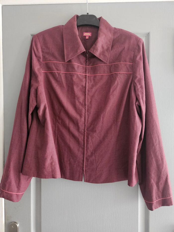 Veste blazer zippée femme - Taille 46 / XXXL - Phildar - Bordeaux