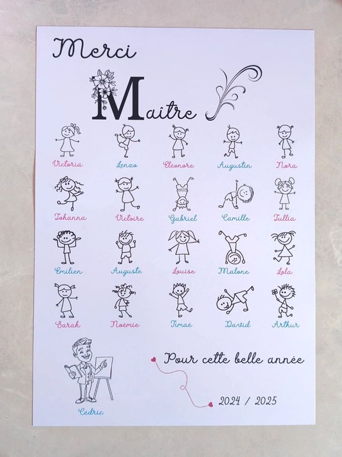 Magnifique Affiche format A4 cadeau Maître - photo numéro 2