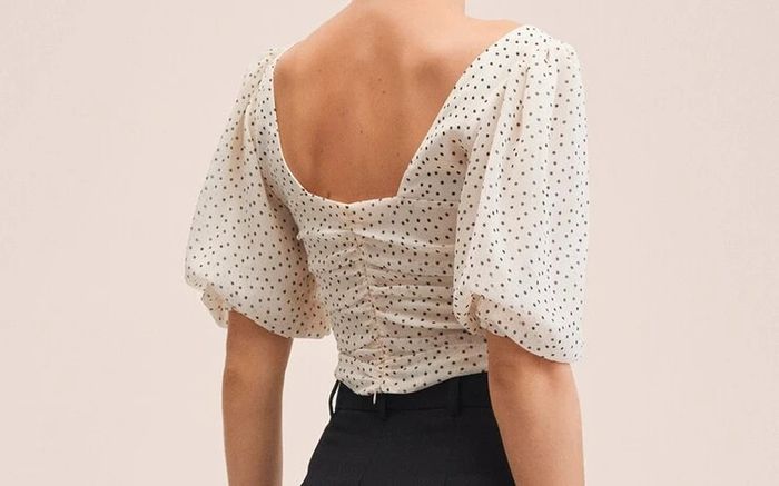Blouse à pois manches bouffant’s - Mango - photo numéro 4