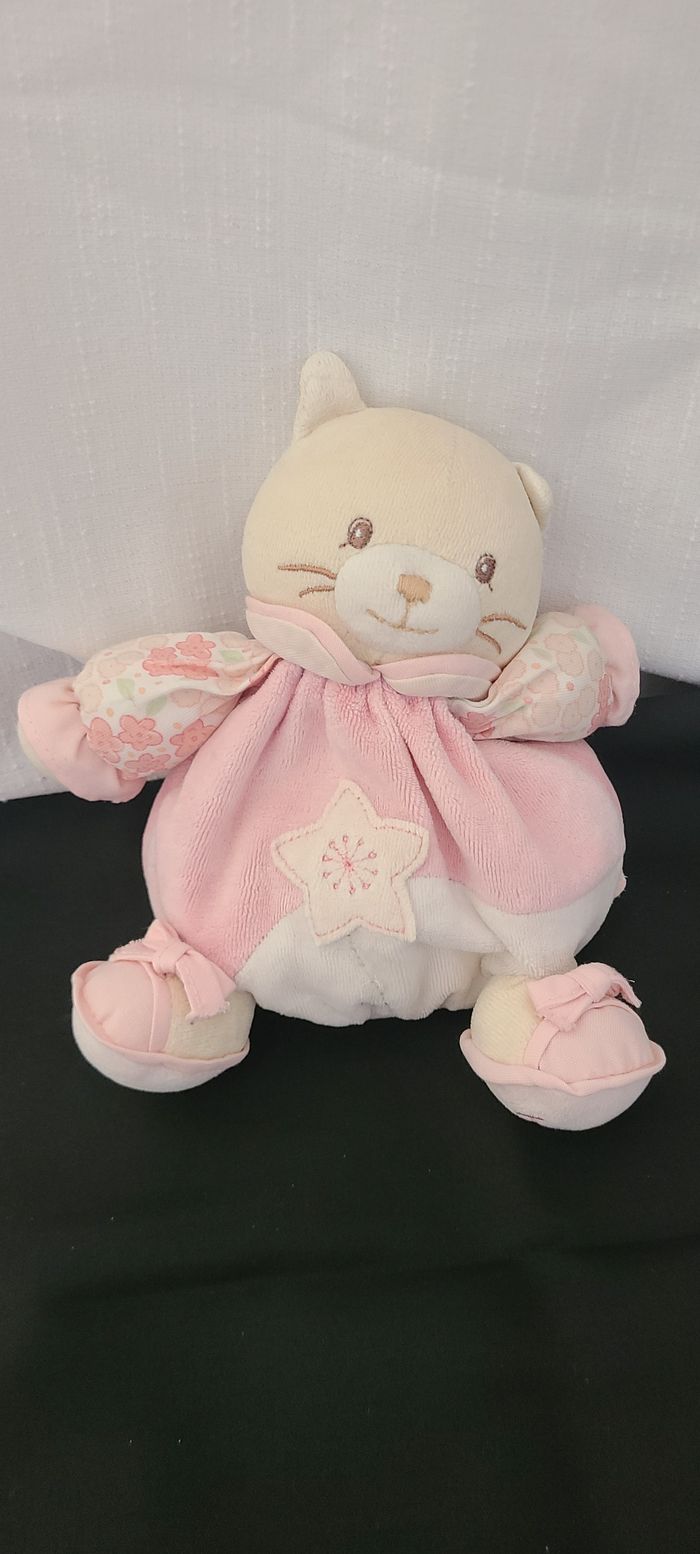 Doudou chat rose Etoile KALOO 16 cm Tissu fleurs Lilirose - photo numéro 5