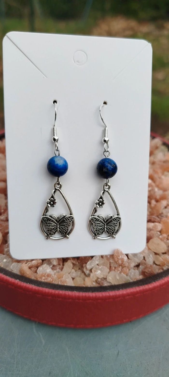 Boucles d'oreilles en Argent🦋Agate Impériale