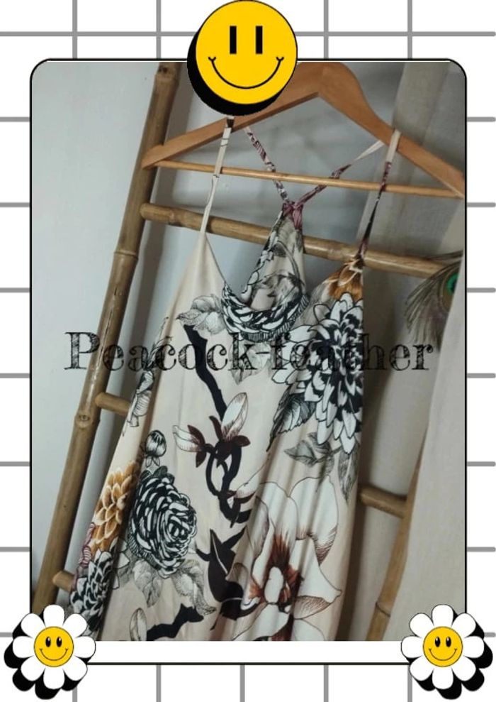 Robe beige fleurie soyeuse TU - photo numéro 3