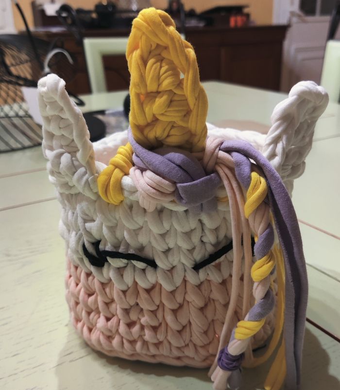Panier au crochet en Trapilho "licorne" - photo numéro 4