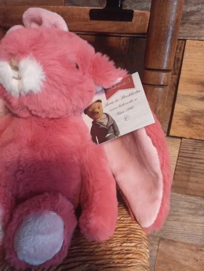 Peluche lapin rose bukowski friendly kanina - photo numéro 3