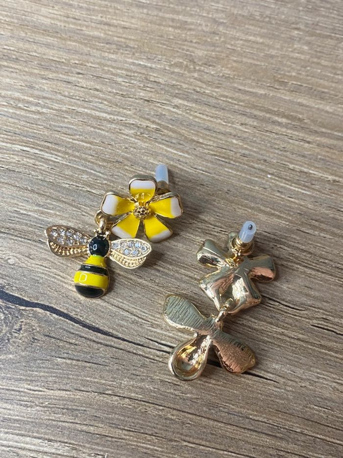 Boucles d oreilles acier abeilles rétro - photo numéro 4