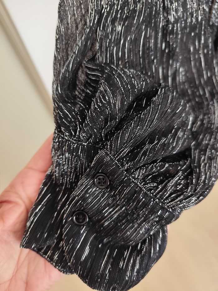 Robe de soirée Maje taille 36 noire métallisée argent - photo numéro 6