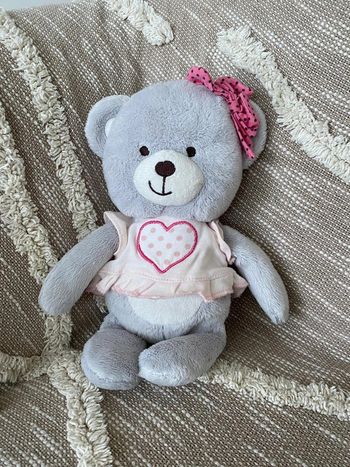 Peluche doudou 31cm orchestra ours gris et rose très bon état