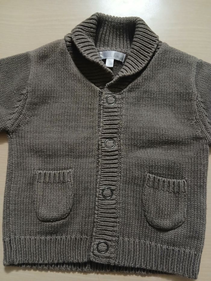 Gilet bebe garcon taille 3/6 mois en coton a pression +2 poche - photo numéro 6