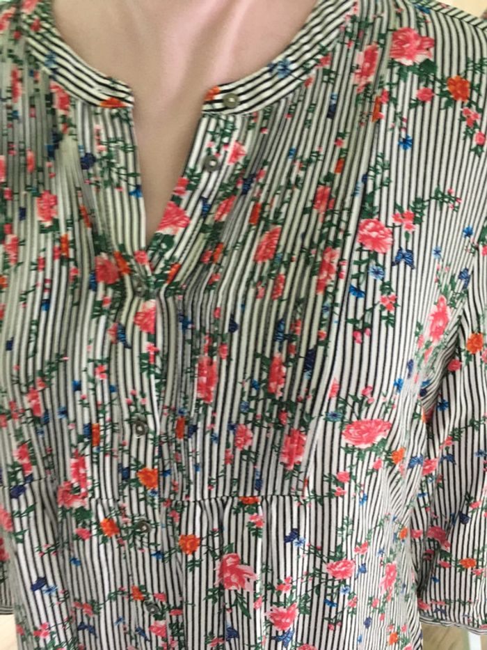 Robe chemise rayée fleurie - photo numéro 4