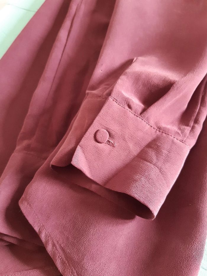 Blouse prune en soie (M) - photo numéro 7