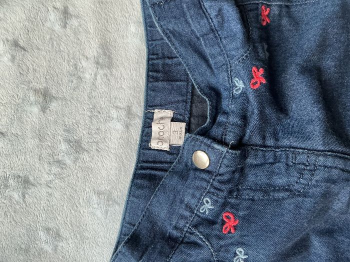 pantalon doublé couleur jean bleu foncé broderies poches 3 mois brioche - photo numéro 7