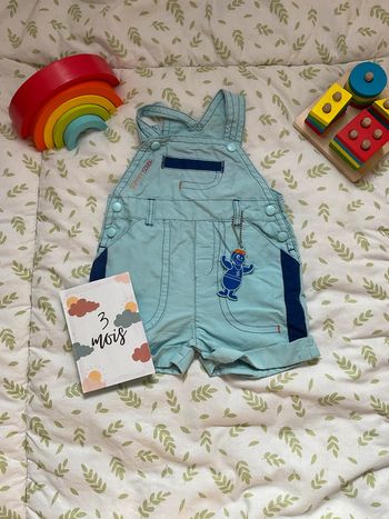 salopette short turquoise 3 mois tout compte fait