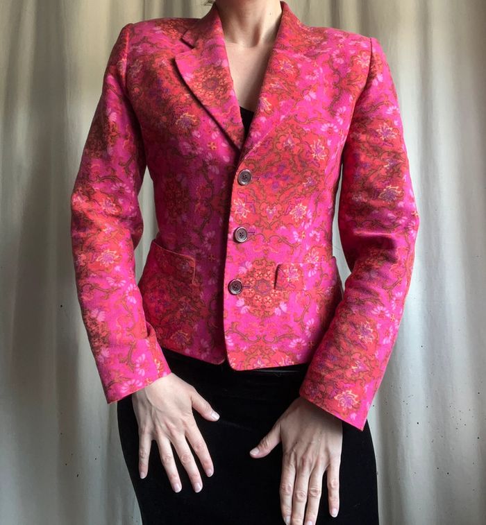 Blazer rose motifs psychédélique Kenzo vintage made in France 70s - Taille M