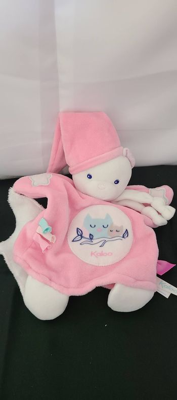 Doudou Kaloo Marionnette Ours Rose Blanc