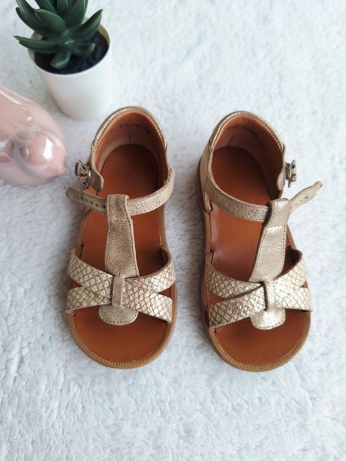 Sandales dorés cuir - photo numéro 2