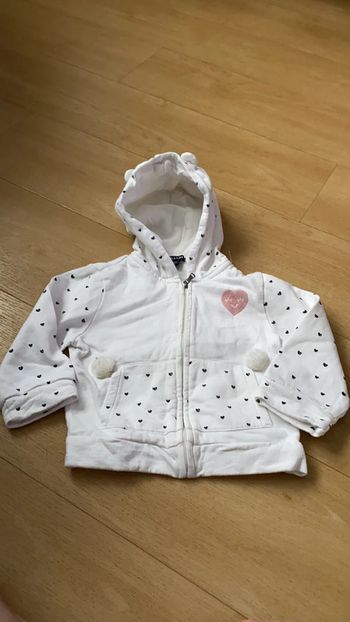 Sweat à capuche blanc - motif cœurs - Kiabi - 18 mois