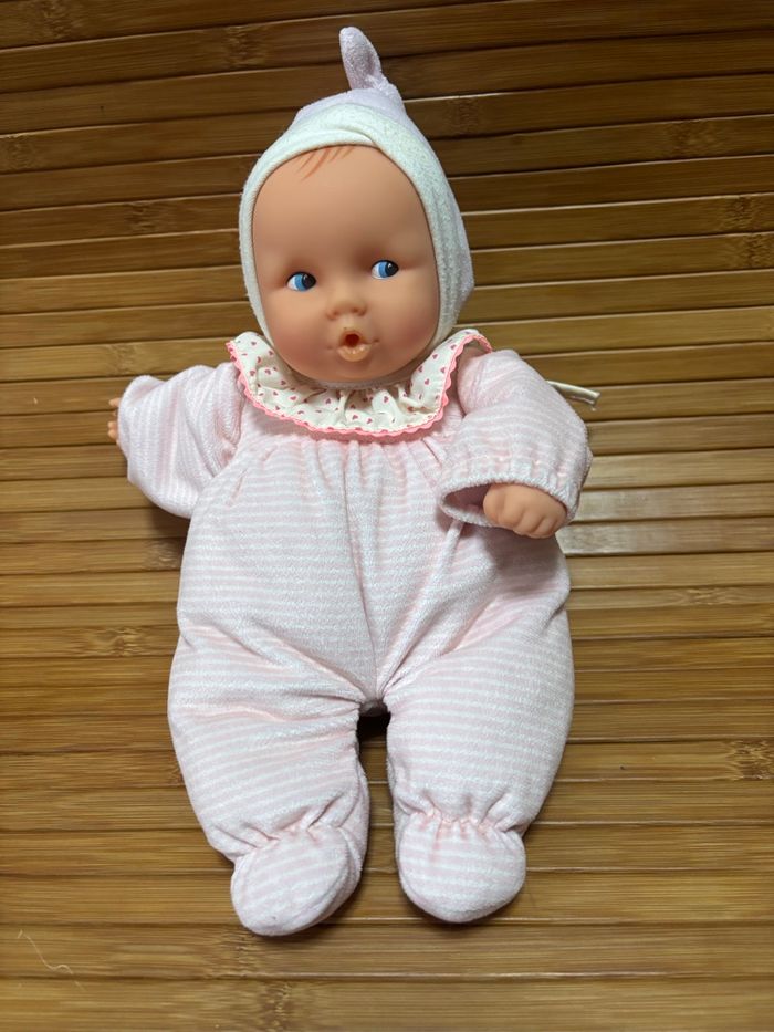 Doudou poupon baby pouce rose rayé blanc corolle