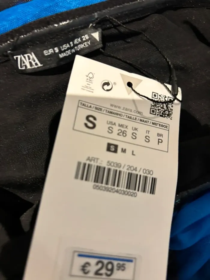 Robe bustier drapée Zara bleue imprimé floral – Taille S - Neuve - photo numéro 5