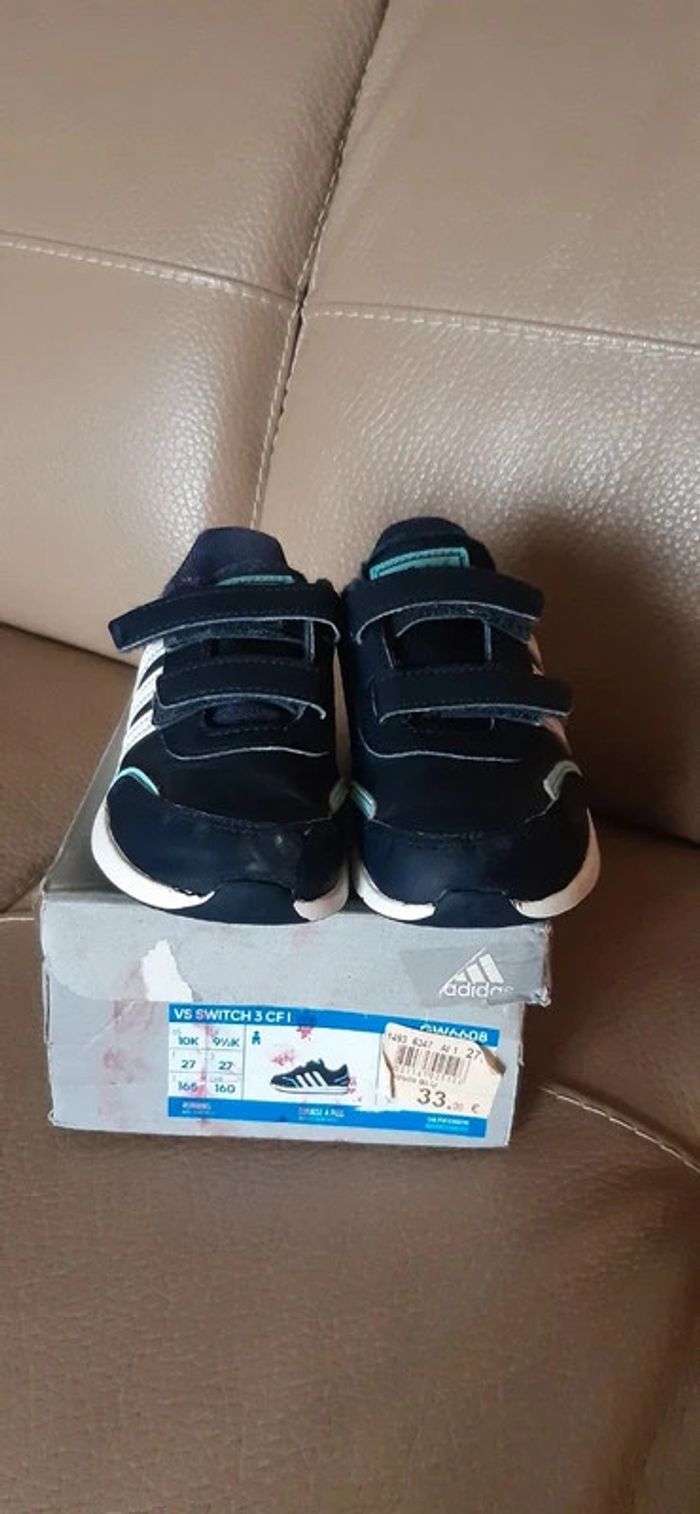 Chaussures / baskets adidas néo bleu marine/ciel pointure 27 - photo numéro 2