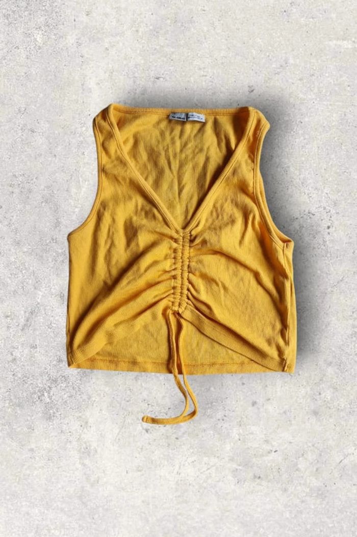 Top débardeur jaune Pull and Bear taille S col a fronces
