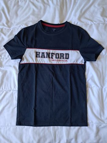 T shirt bleu marine et blanc 12 ans