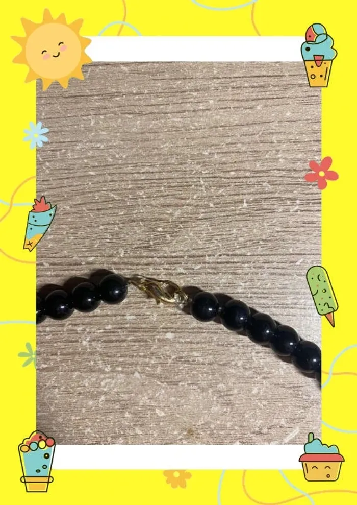 Collier de perles noires dorées - photo numéro 3