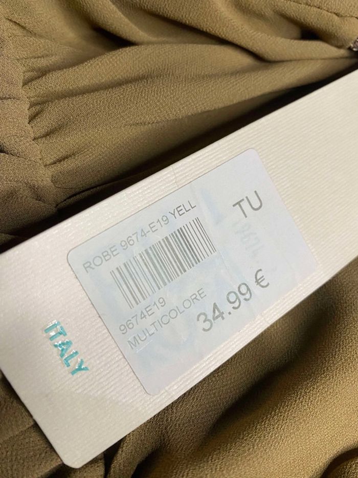 Robe cocktail marron clair / beige Sequin sur les manches Taille S / 36 Neuf avec étiquette - photo numéro 3