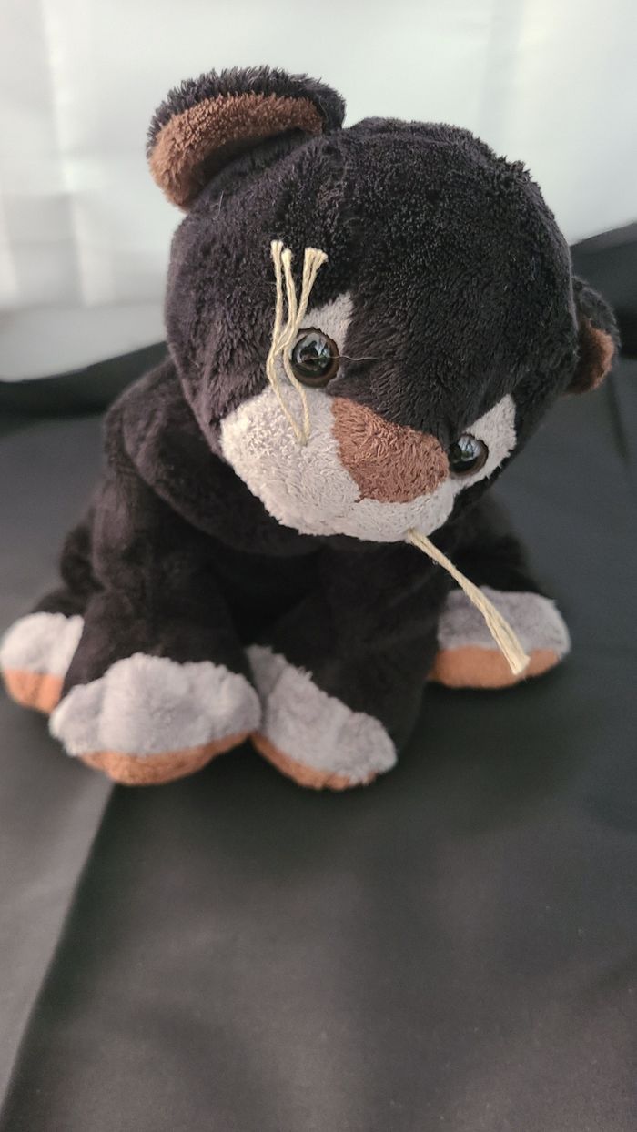 doudou chat noir blanc marron - photo numéro 6