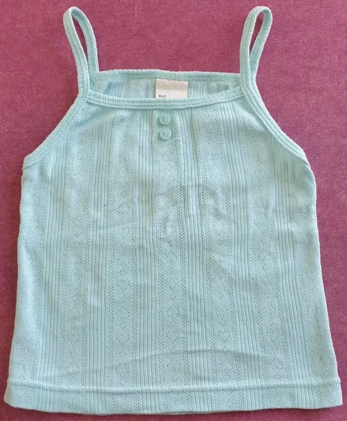 Petit haut à bretelles turquoise 2 ans