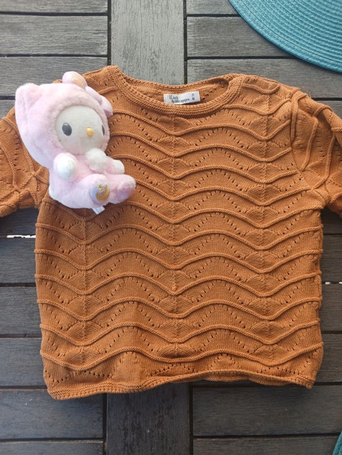 Pull  en maille moutarde fille 2 ans little cigogne - photo numéro 2