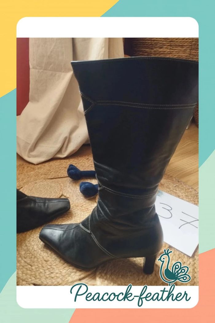 Bottes noires talons 37 - photo numéro 3